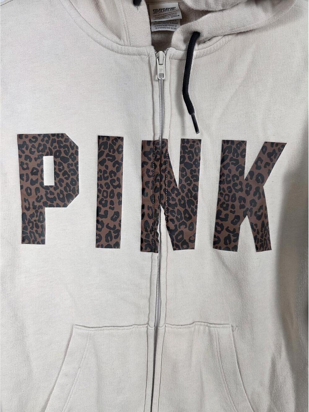 Victorias Secret Pink Cheetah Leopard Full zip Jacket Sweatpants Sweats SET XS - Picture 2 of 7
